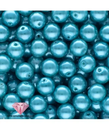 Perla de Cristal Checo 6mm Turquesa