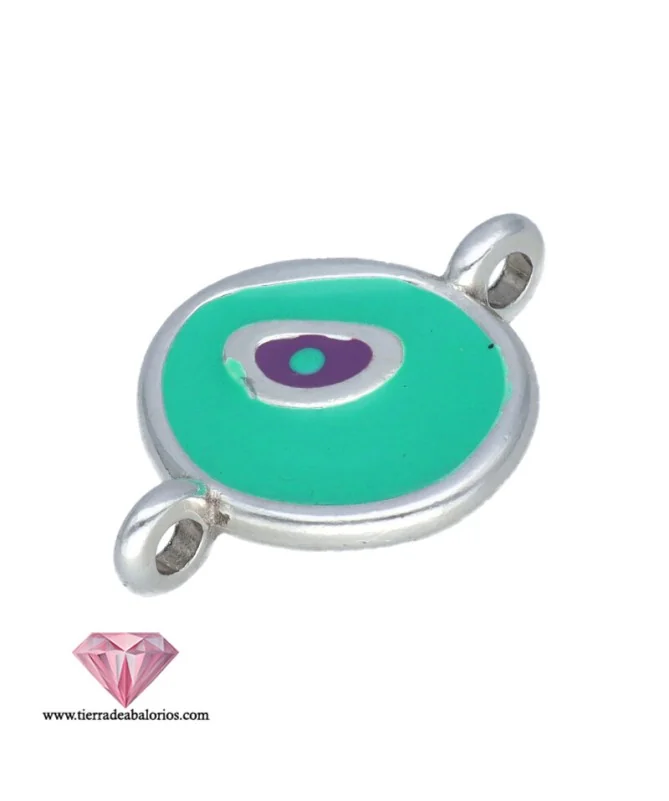 Conector Redondo Irregular 16x14mm Esmaltado, Plateado Conector Redondo Irregular 16x14mm Esmaltado, Plateado