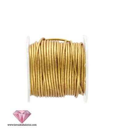 Cordón de Cuero 1mm - Oro Metalizado