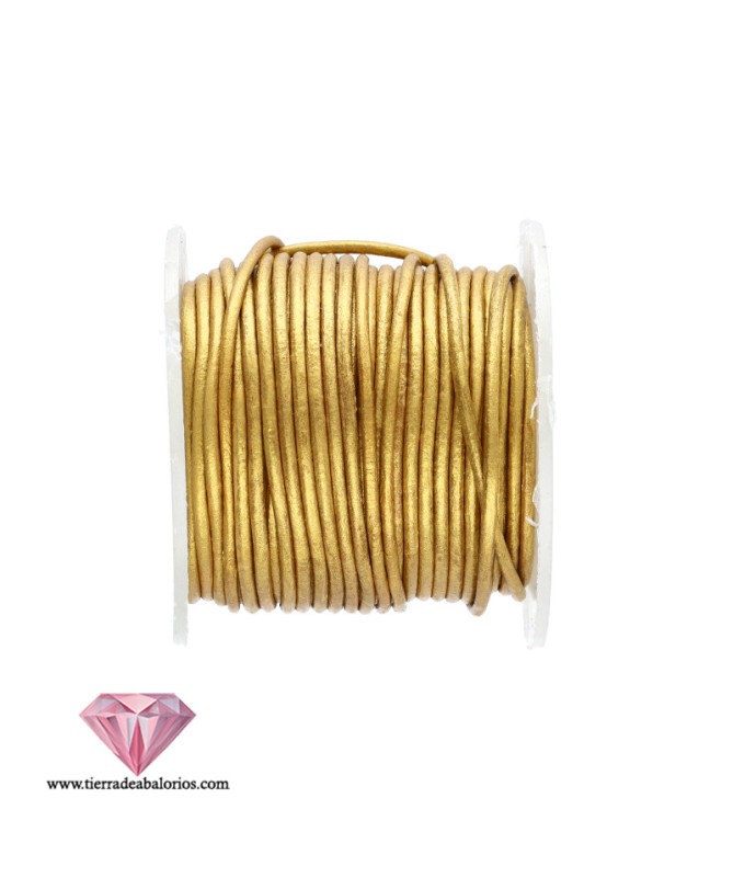Cordón de Cuero 1mm - Oro Metalizado