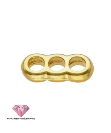 Entrepieza o Separador 22x10mm con 3 agujeros de 5mm, Dorado Separador 22x10mm con 3 agujeros de 5mm, Dorado
