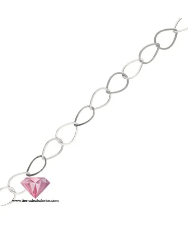 Cadena Eslabón Gota 20x15mm, Plata de Ley