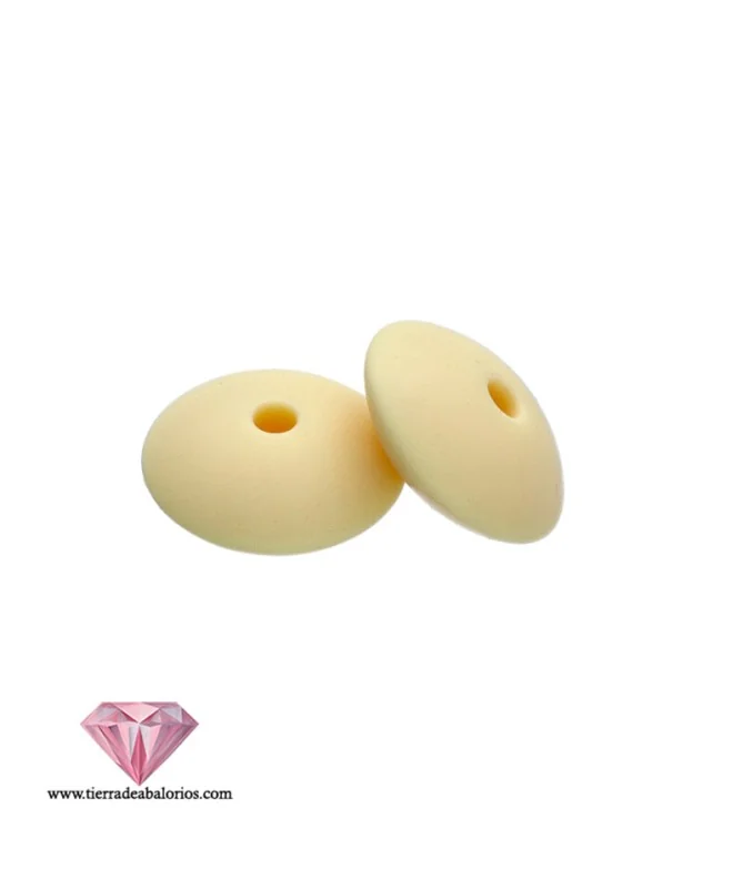 Rondel de Silicona 12x7mm Agujero 2,5mm, Vainilla Rondel de Silicona 12x7mm Agujero 2,5mm, Vainilla
