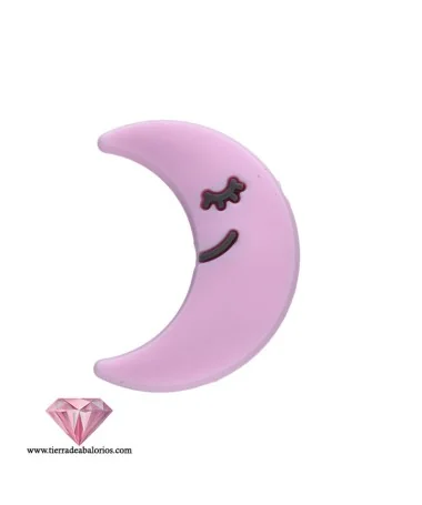 Media Luna Silicona 28x20mm Agujero 2,2mm, Rosa