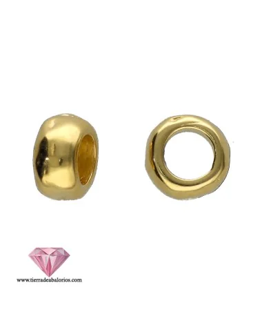 Donut Irregular 7mm Agujero 5mm, Dorado Donut Irregular 9x5mm Agujero 5mm, Dorado