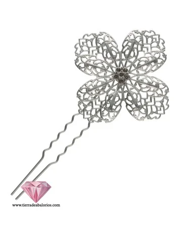 Horquilla Flor Filigrana 125x65mm, Plateada Horquilla Filigrana 125x65mm, Plateada