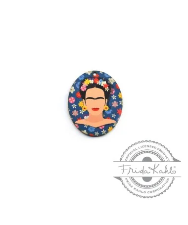 Colgante Oval Madera Frida Kahlo 37x45mm