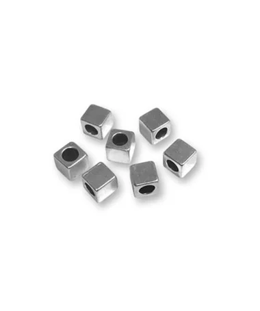 Cubo 4x4mm Agujero 2,5mm, Plateado