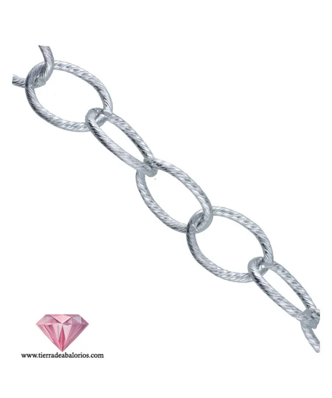 Cadena de Aluminio 18x14mm, Plata Vieja Brillante