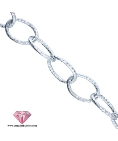 Cadena de Aluminio 19x14mm Plateado Brillante