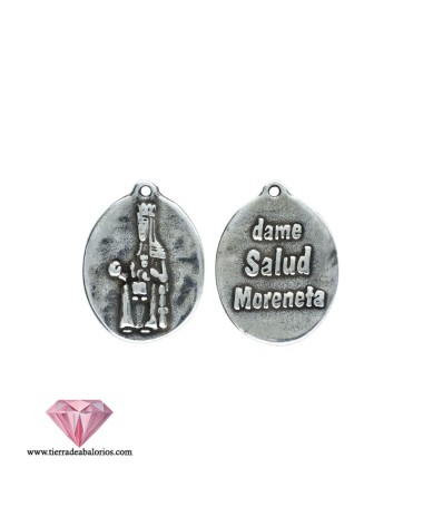 Medalla Virgen de Montserrat 'Dame Salud Moreneta' 27x20mm, Plateada