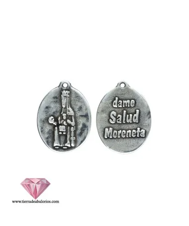 Medalla Virgen de Montserrat 'Dame Salud Moreneta' 27x20mm, Plateada