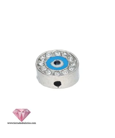 Abalorio Ojo Turco 12x5mm Agujero 1,5mm Turquesa con Strass