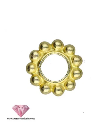 Aro con Bolitas 11x2,5mm Agujero 5mm Plata de Ley con Baño de Oro Aro con Bolitas 11x2,5mm Agujero 5mm Plata de Ley con Baño de Oro