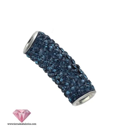 Tubo 27mm Agujero 4mm Plata de Ley con Swarovski Montana