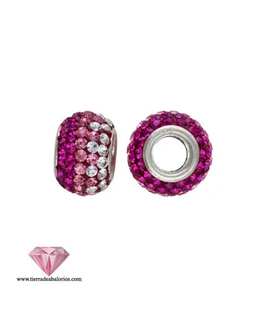 Bola 12x8mm Agujero 5mm Plata de Ley con Cristal Swarovski Rosa y Cristal Bola 12x8mm Agujero 5mm Plata de Ley con Cristal Swarovski Rosa y Cristal