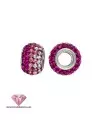 Bola 12x8mm Agujero 5mm Plata de Ley con Cristal Swarovski Rosa y Cristal