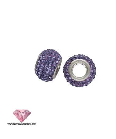 Bola 12x8mm Agujero 5mm Plata de Ley con Cristal Swarovski Tanzanite Bola 12x8mm Agujero 5mm Plata de Ley con Cristal Swarovski Tanzanite
