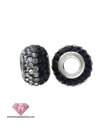 Bola 12x8mm Agujero 5mm Plata de Ley con Cristal Swarovski Negro y Cristal copy of Bola 12x8mm Agujero 5mm Plata de Ley con Cristal Swarovski Negro y Cristal