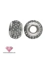 Bola 12x8mm Agujero 5mm Plata de Ley con Cristal Swarovski Black Diamond