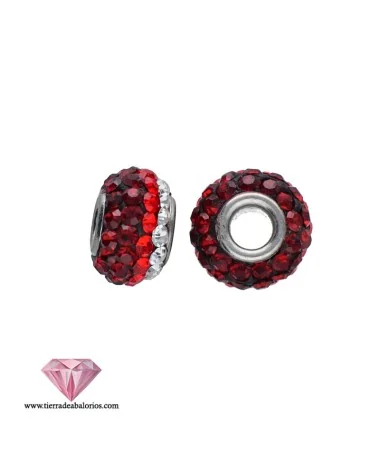 Bola Rondel 8x5mm Agujero 2,7mm Plata de Ley con Swarovski Rojo y Cristal Bola Rondel 8x5mm Agujero 2,7mm Plata de Ley con Swarovski Rojo y Cristal