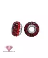 Bola Rondel 8x5mm Agujero 2,7mm Plata de Ley con Swarovski Rojo y Cristal