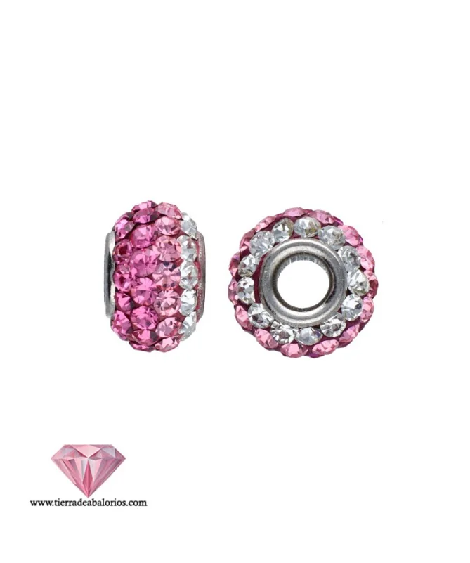 Bola Rondel 8x5mm Agujero 2,7mm Plata de Ley con Swarovski Rojo y Cristal