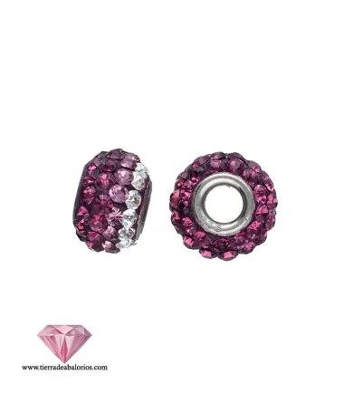 Bola Rondel 8x5mm Agujero 2,7mm Plata de Ley con Swarovski Amatista y Cristal Bola Rondel 8x5mm Agujero 2,7mm Plata de Ley con Swarovski Amatista y Cristal
