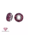 Bola Rondel 8x5mm Agujero 2,7mm Plata de Ley con Swarovski Amatista y Cristal