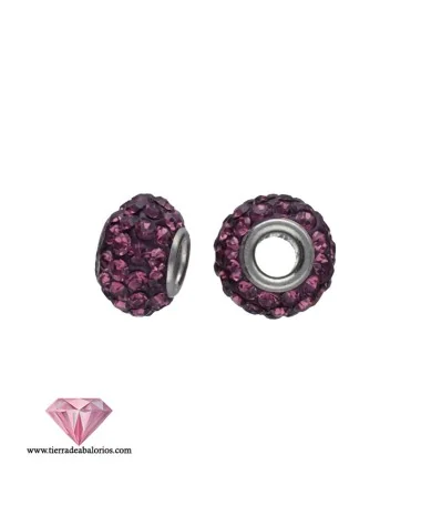 Bola Rondel 8x5mm Agujero 2,7mm Plata de Ley con Swarovski Amatista Bola Rondel 8x5mm Agujero 2,7mm Plata de Ley con Swarovski Amatista