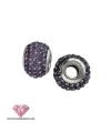Bola Rondel 14x10mm Plata de Ley con Swarovski Tanzanite
