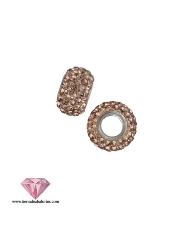Bola Rondel 12x7mm Agujero 5mm Plata de Ley con Swarovski Light Peach Bola Rondel 12x7mm Agujero 5mm Plata de Ley con Swarovski Light Peach