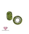 Bola Rondel 12x7mm Agujero 5mm Plata de Ley con Swarovski Olivine