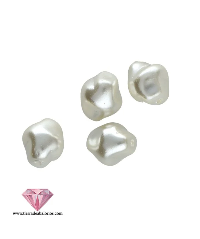 Perla Barroca Irregular de Cristal Checo 11x10mm, Blanca