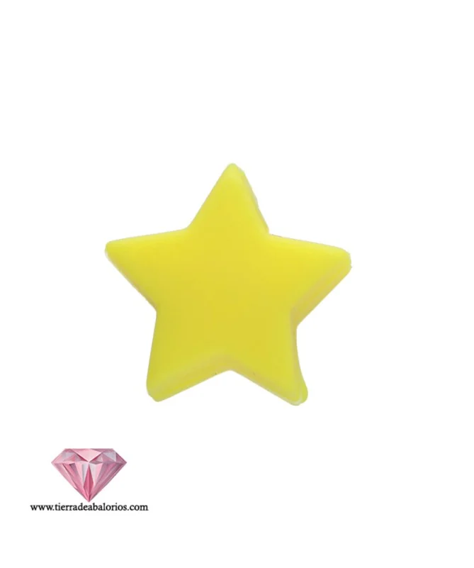 Estrella Silicona Alimentaria 12mm Agujero 2,2mm, Amarilla Estrella Silicona Alimentaria 12mm Agujero 2,2mm, Amarilla
