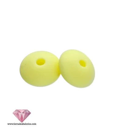 Rondel de Silicona 12x7mm Agujero 2,5mm, Amarillo Pastel Rondel de Silicona 12x7mm Agujero 2,5mm, Amarillo Pastel