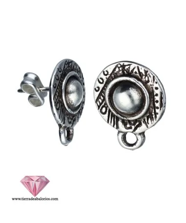 Pendiente Redondo 12mm con Anilla, Plateado Pendiente Redondo 12mm con Anilla, Plateado