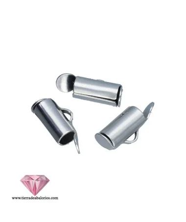 Terminal Tubo para Nudos y Cadenas 9x4mm, Plateado Terminal Tubo para Nudos y Cadenas 9x4mm, Plateado