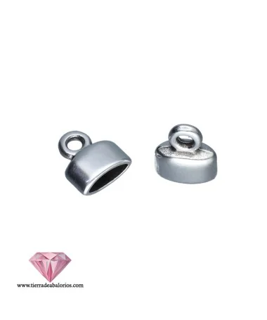 Terminal 9x8mm con Anilla, Agujero 6x2mm Ovalado, Plateado