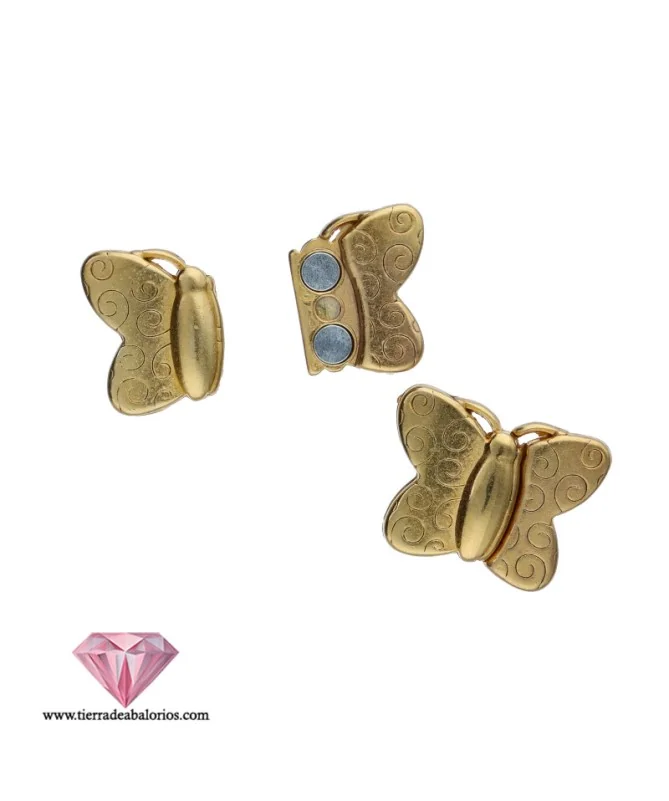 Cierre Mariposa con Imán de 25x20mm, Agujero 15x2mm Dorado Cierre Mariposa con Imán de 25x20mm, Agujero 15x2mm Dorado