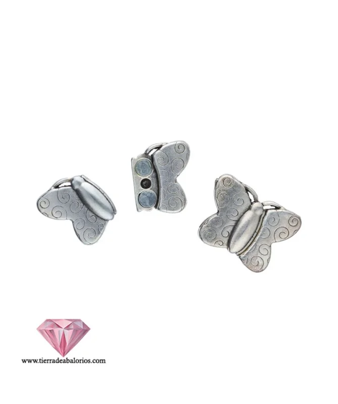 Cierre Mariposa con Imán de 25x20mm Agujero 15x2mm, Plateado Cierre Mariposa con Imán de 25x20mm Agujero 15x2mm, Plateado