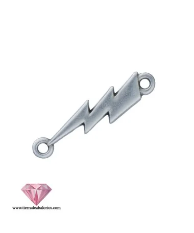 Conector Rayo 24x5mm con anillas, Plateado Conector Rayo 24x5mm con anillas, Plateado