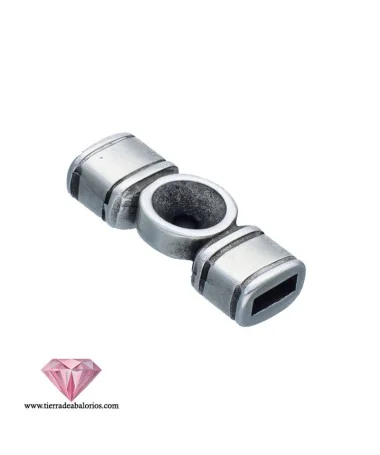 Entrepieza para Cuero 22x8mm Agujero 5x2,5mm para Cristal SS29, Plateado Entrepieza para Cuero 22x8mm Agujero 5x2,5mm para Cristal SS29, Plateado