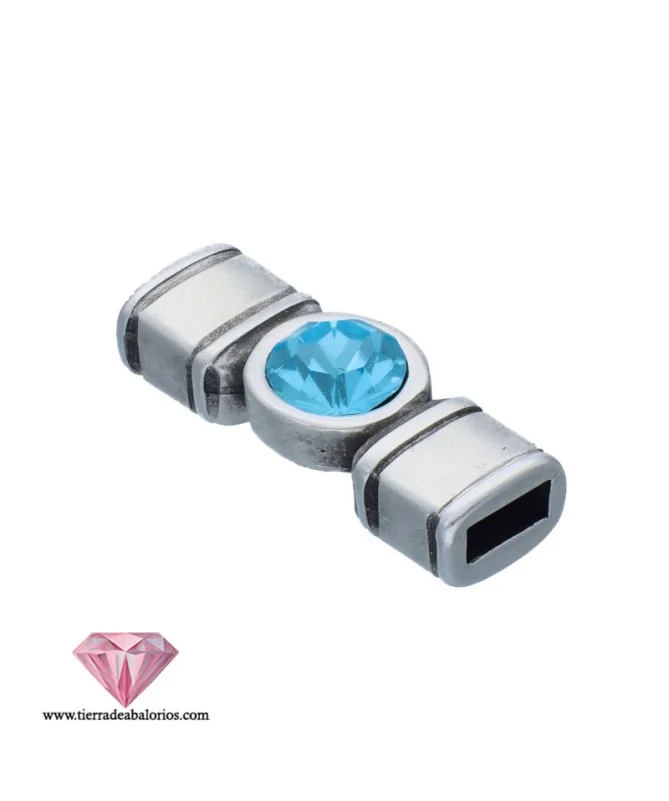 Entrepieza para Cuero 22x8mm Agujero 5x2,5mm para Cristal SS29, Plateado Entrepieza para Cuero 22x8mm Agujero 5x2,5mm para Cristal SS29, Plateado