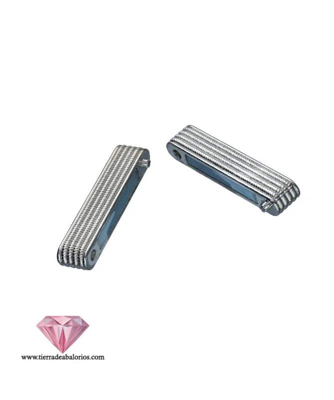 Cierre Ancho con Ribetes 48x20mm Agujero 44x3,5mm, Plateado Cierre Ancho con Ribetes 48x20mm Agujero 44x3,5mm, Plateado