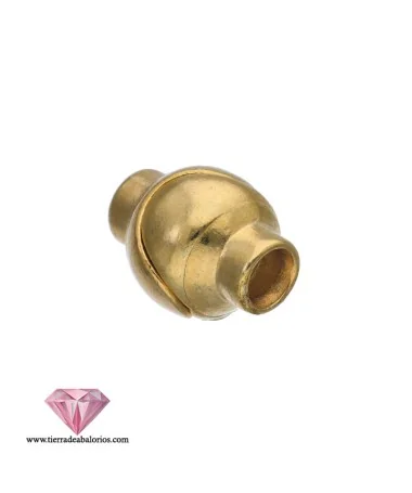 Cierre Bola con Imán 15x12mm Agujero 4mm, Dorado