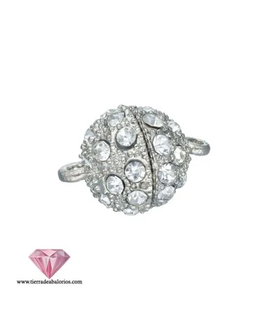 Cierre Bola Strass con Imán 19x14mm, Plateado Cierre Bola Strass con Imán 19x14mm, Plateado