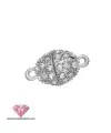 Cierre Oval Strass con Imán 26x13mm, Plateado