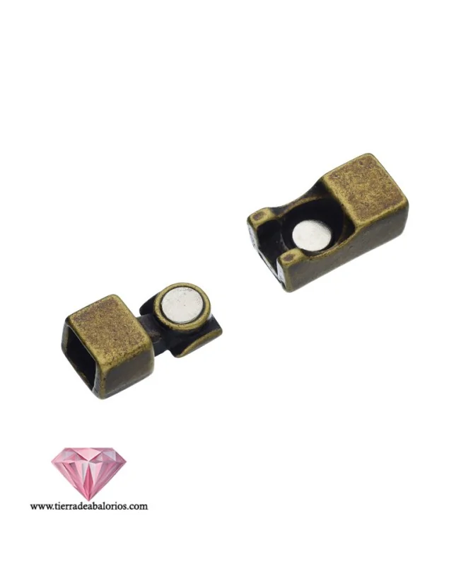 Cierre con Imán 7x7mm Agujero 7mm, Oro Viejo Cierre con Imán 7x7mm Agujero 7mm, Oro Viejo