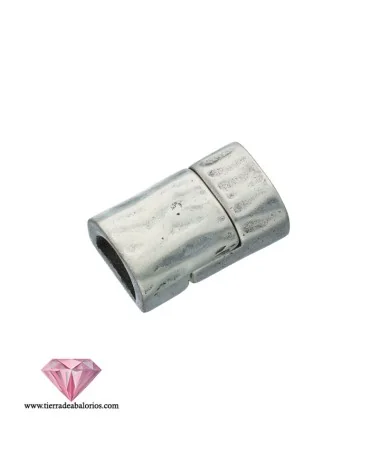 Cierre con Imán Rugoso para Media Caña 24x15mm Agujero 10x5mm, Plateado Cierre con Imán Rugoso para Media Caña 24x15mm Agujero 10x5mm, Plateado
